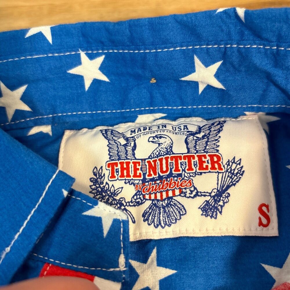 American Flag Shirt Mens Small AOP Chubbies the Nutter USA made Cotton Polo - Picture 4 of 9